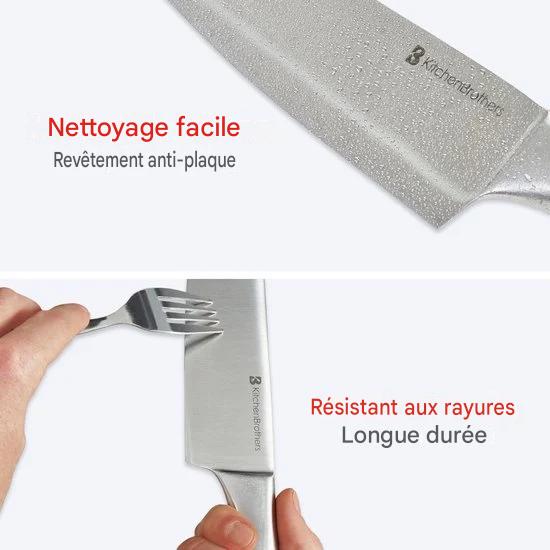 KitchenBrothers Set de couteaux de 16 pièces - avec ciseaux et acier d'affûtage - Argent/Acier inoxydable