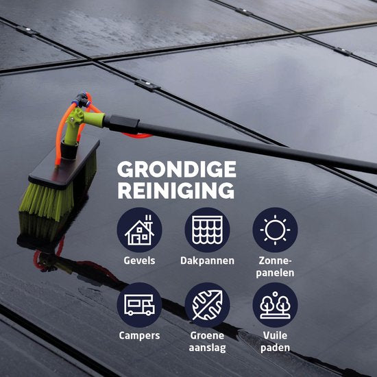 BREND BR-2237 Brosse à laver télescopique extensible jusqu'à 7 mètres - Brosse à eau 5 pièces avec distributeur de savon - Pour façades, tuiles et panneaux solaires
