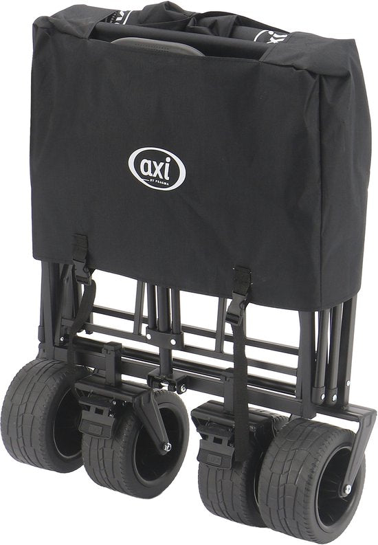 Chariot pliable AXI AB131 – Noir – Avec poignée de traction, freins et housse – Capacité de charge de 100 kg – Facile à transporter – Métal