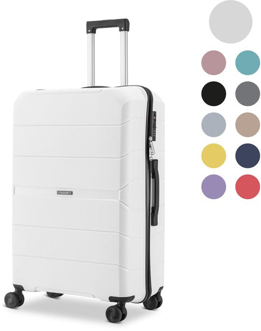 SKYCASES Urban Adventurer - Grande valise de voyage - Serrure à chiffres - 49x30x75cm - 110L - Valise de voyage avec serrure de valise - Roues pivotantes - Blanc V2