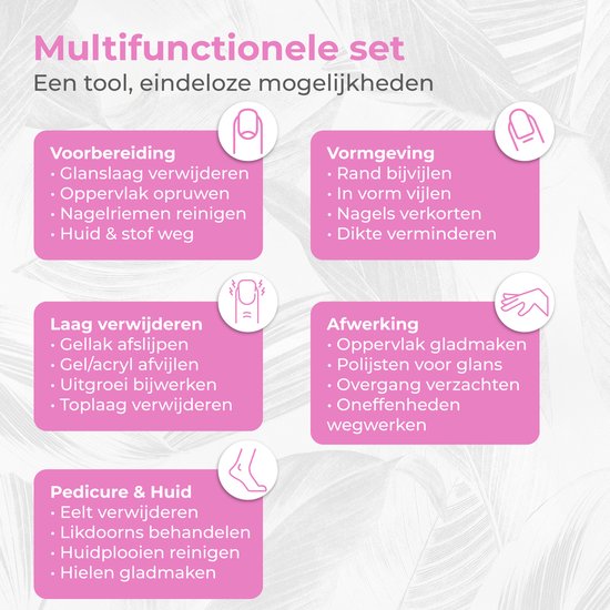Nuvance Lime à ongles électrique - 15000 RPM - Moulin à ongles - 12 embouts - 40 rouleaux de ponçage - Set Manucure & Pédicure