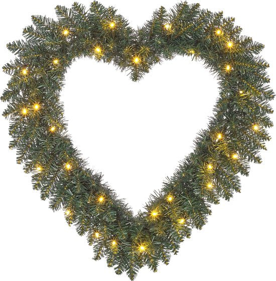 Black Box Trees Couronne de Noël Coeur avec lumières LED - Ø60 cm - Vert