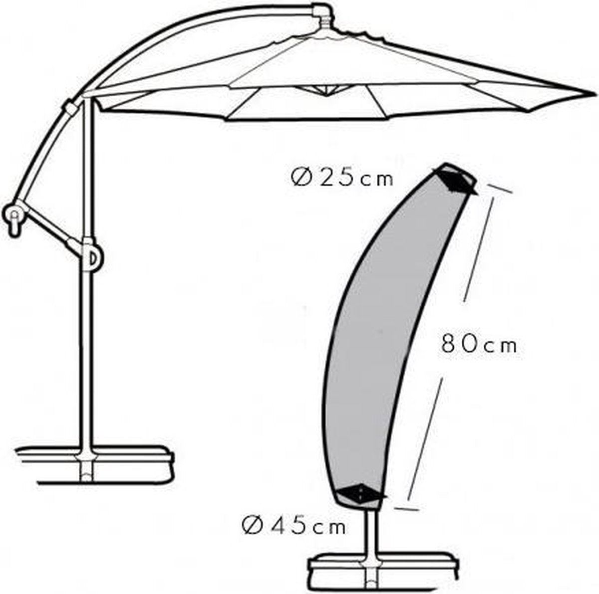 ProGarden Luxe Parasol flottant 25x45x220 cm - Noir