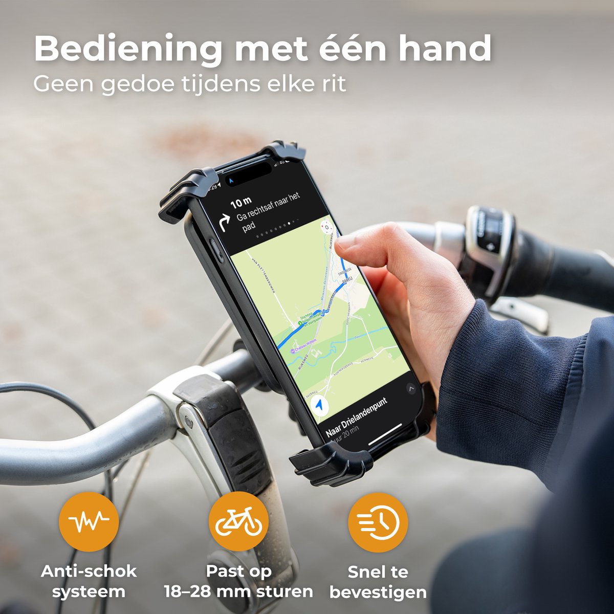 Support de téléphone pour vélo Nuvance - Rotation à 360° - Pour écrans de 4,7 à 6,8 pouces - Noir