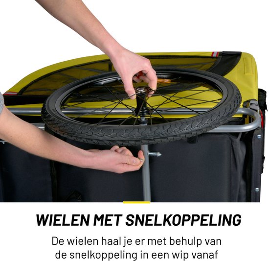 Dunlop Dog Bicycle Trailer - Remorque pour chiens jusqu'à 40 KG - Bagages pour remorque de vélo - Remorque de vélo avec réflecteurs et housse de pluie réglable - Remorque de vélo pour chiens - Remorque pour chiens - Jaune