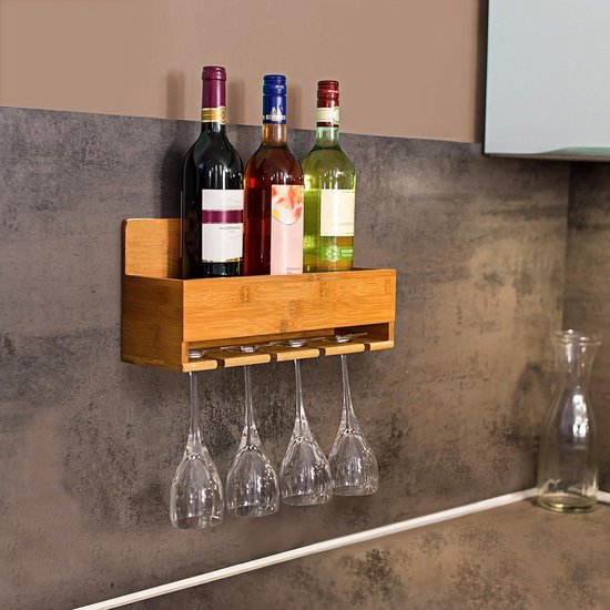 Porte-bouteilles mural - SoBuy -  avec porte-verres - 17x37x115 cm