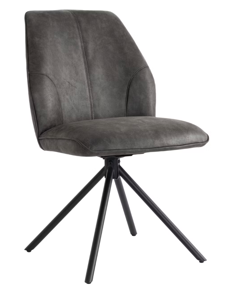 Criks Design - Nova Swivel Dining Chair 2 Pieces - 54 x 64 x 87 cm - Piétement pivotant à 180°, fonction retour automatique et assise en contreplaqué - Pour la salle à manger et le bureau - Cuir écologique et métal anthracite