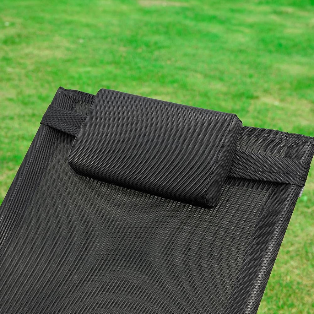 Chaise longue à bascule SoBuy - Avec coussin - Cadre métal - Résistante aux intempéries - Capacité 120 kg - Max. 150 kg - Noir