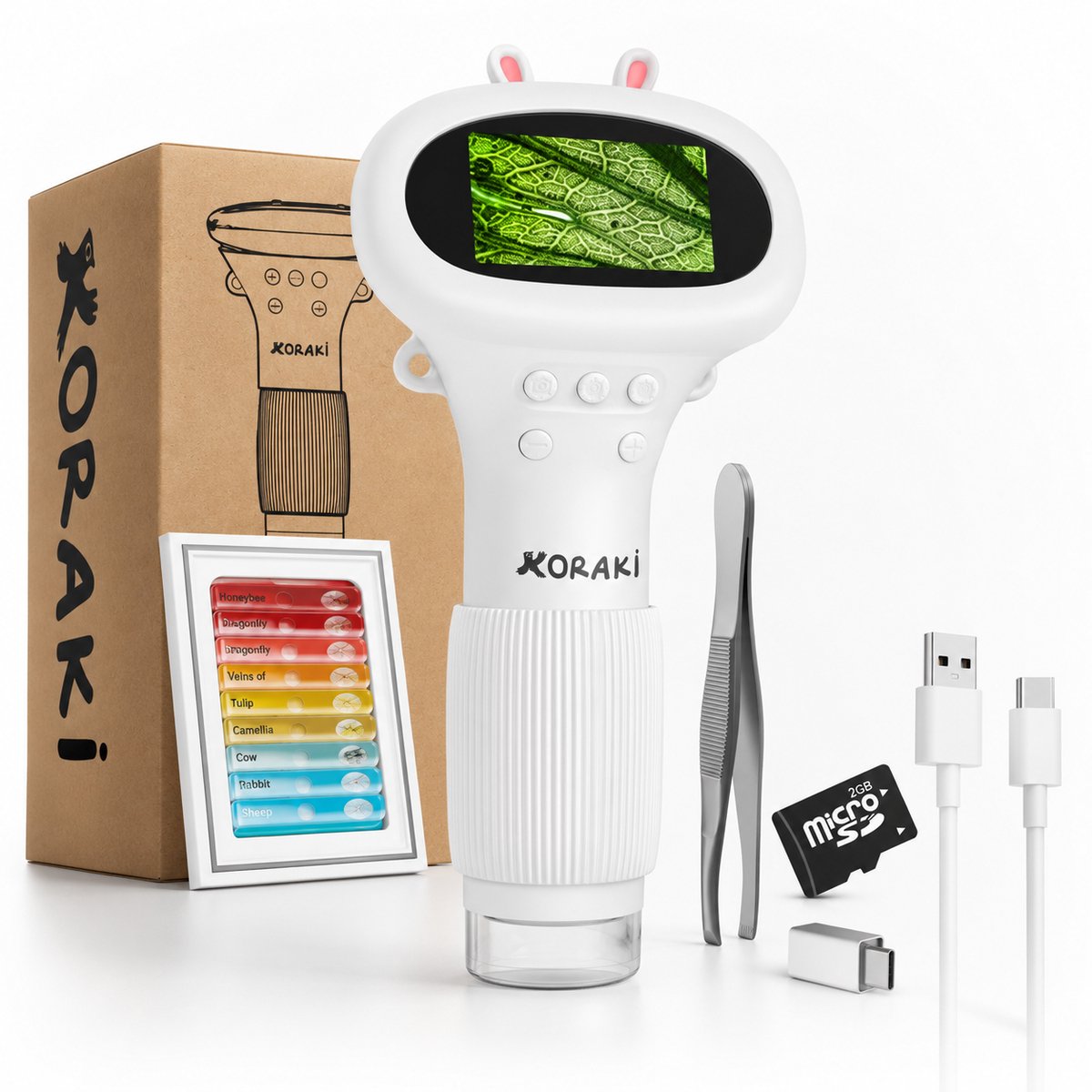 Microscope numérique Koraki® pour enfants - Écran LCD - 30x-50x - Appareil photo - Carte Micro-SD
