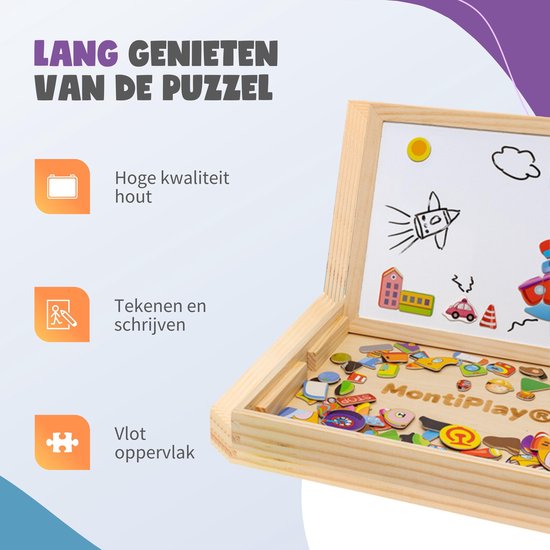 MontiPlay® Magnetic Toy Vehicles - Livre magnétique - Chalkboard Children - Magnetibook - Magnetic Toy - Drawing Board - Montessori - Sensory - Busy Board - Toy on the go - Toy for the car - Toy for travelling