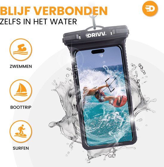 Drivv. Étui étanche pour téléphone – Coque rigide – Résistant aux chutes et aux chocs – Double fermeture à clip – Jusqu'à 6,7 pouces – Étui sous-marin pour téléphone