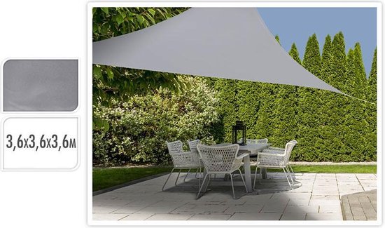 ProGarden Toile d'ombrage triangulaire 3,6 x 3,6 x 3,6 m, grise