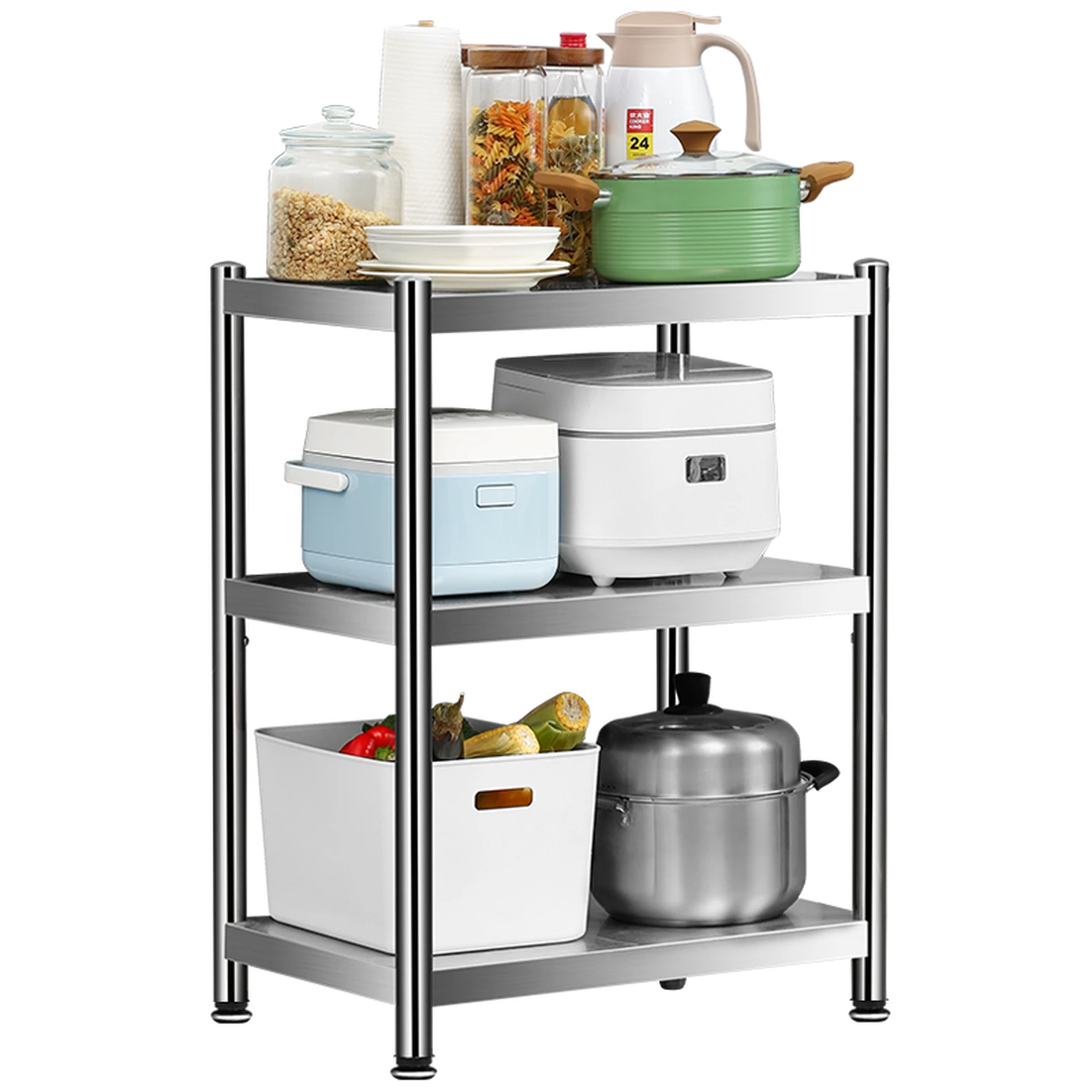 Cooker King : étagère de cuisine à 3 niveaux pour micro-ondes – Étagère coulissante – Hauteur réglable – 80 × 35 × 60 cm