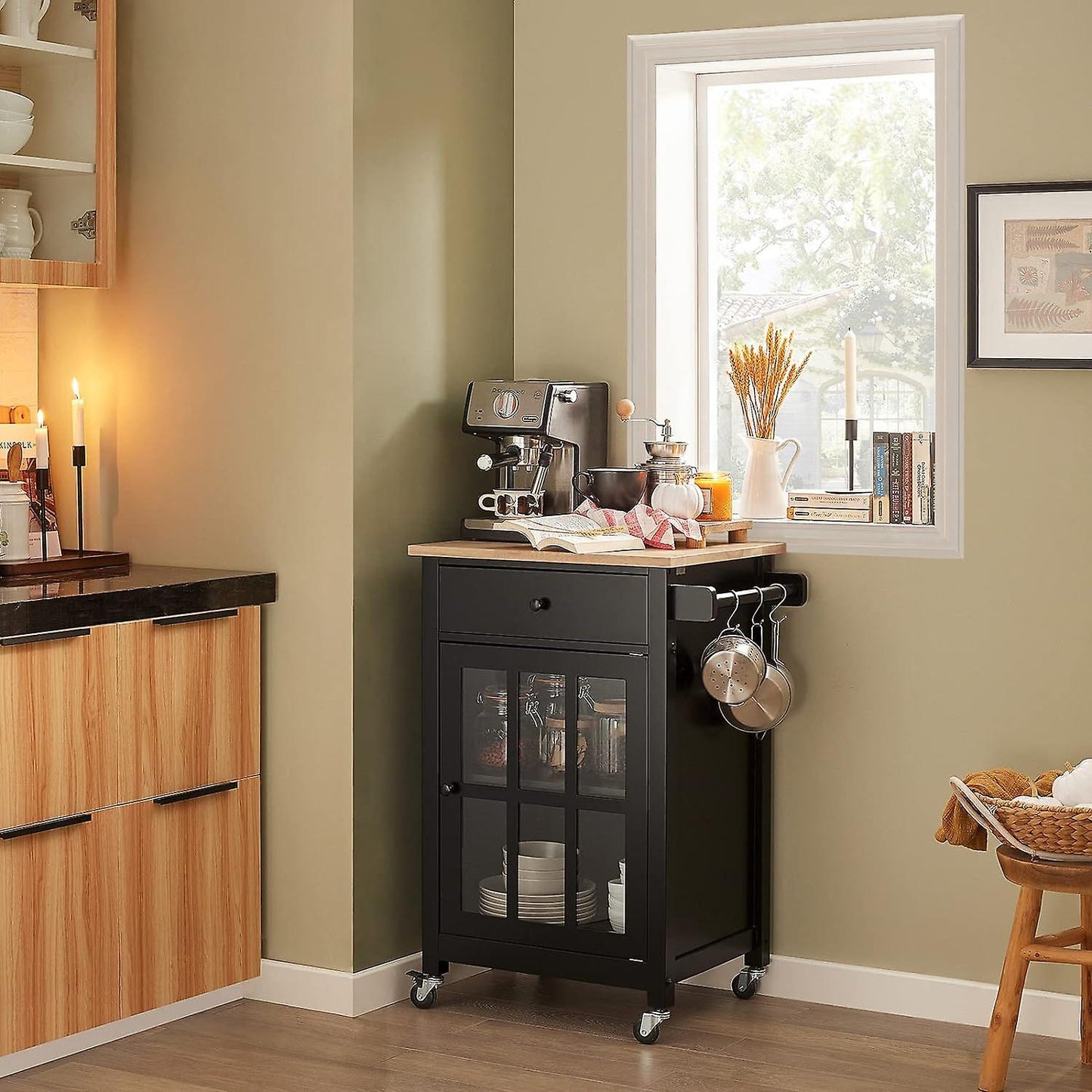 SoBuy Chariot de cuisine - Meuble de rangement - 63 x 46 x 88cm - Noir