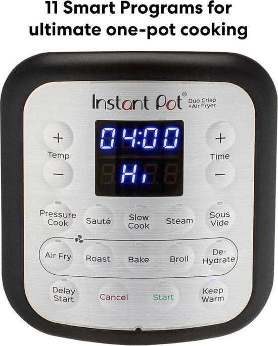 Multicuiseur Instant Pot Duo Crisp 7,6 L + friteuse à air chaud - Autocuiseur 11-en-1 - Mijoteuse - Cuisson sous vide - Friteuse à air chaud - Système à double couvercle - Jusqu'à 8 portions