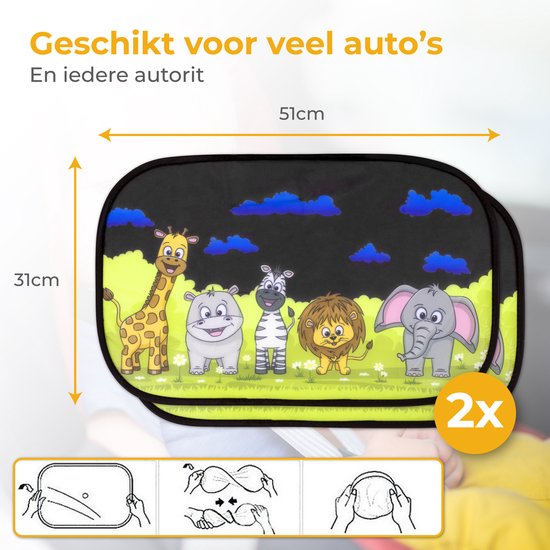 Pare-soleil Nuvance pour voiture - Lot de 2 - avec protection UV pour bébés et enfants - Pare-soleil pour vitres latérales - Autocollants - Taille unique - Animaux