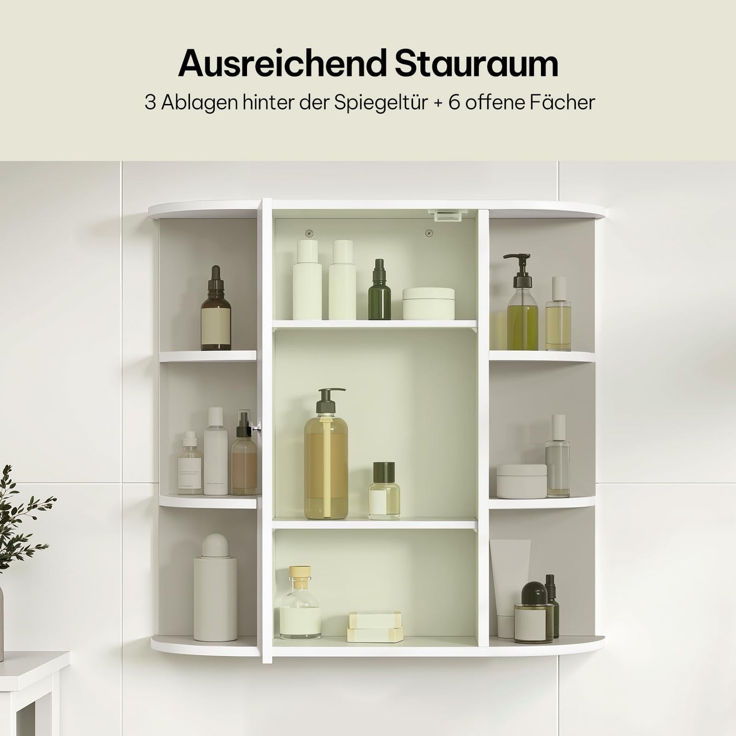 Armoire à miroir Esituro - 60 x 58 x 16 cm - Armoire murale - MDF - Blanc