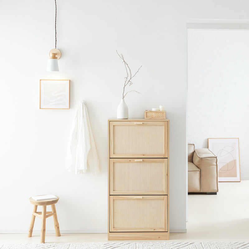 Meuble à chaussures – SoBuy FSR159-N – 3 plateaux – Bambou – Design compact 60 x 24 x 118 cm – Bois clair