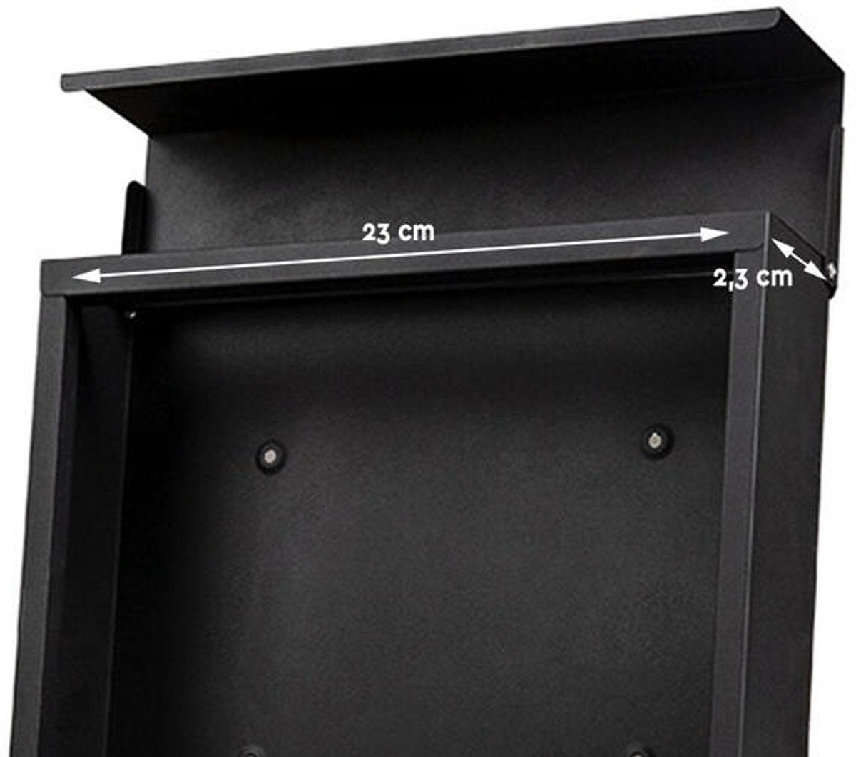 BRASQ Deluxe Letterbox Black 37.5 x 36.5 x 11 cm - Boîte aux lettres murale avec serrure et compartiment à journaux - Comprend le matériel de montage et 2 clés