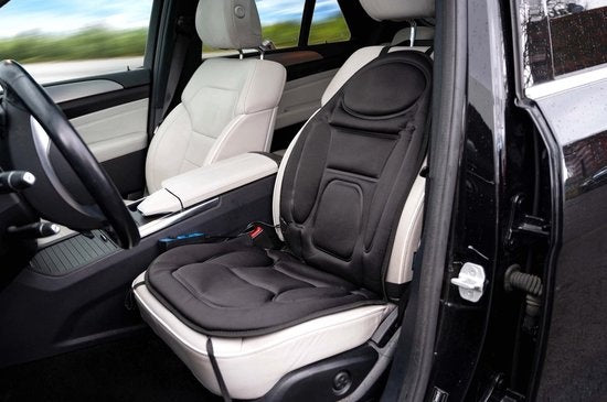 Dunlop Massage Seat Car with Heating Function - 108 x 48 CM - 4 Massage Motors and 1 Heating Element - Connection to Cigarette Lighter Car - Remote Control with 13 Stages - Black