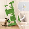 Arbre à chat Yaheetech avec 3 plateformes et 2 grottes - Vert - 49 x 49 x 139 cm