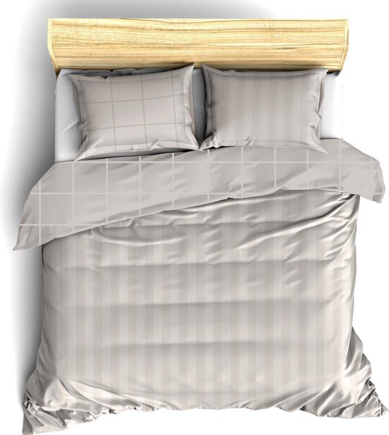 De Witte Lietaer Housse de couette Coton Satin Zygo - Twin Jumeaux - 240 x 220 cm - Taupe