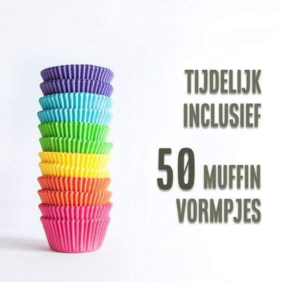 COOCK - Moule à muffins avec 12 moules à cupcakes - Non Stick | Inclus moules en papier et E-book