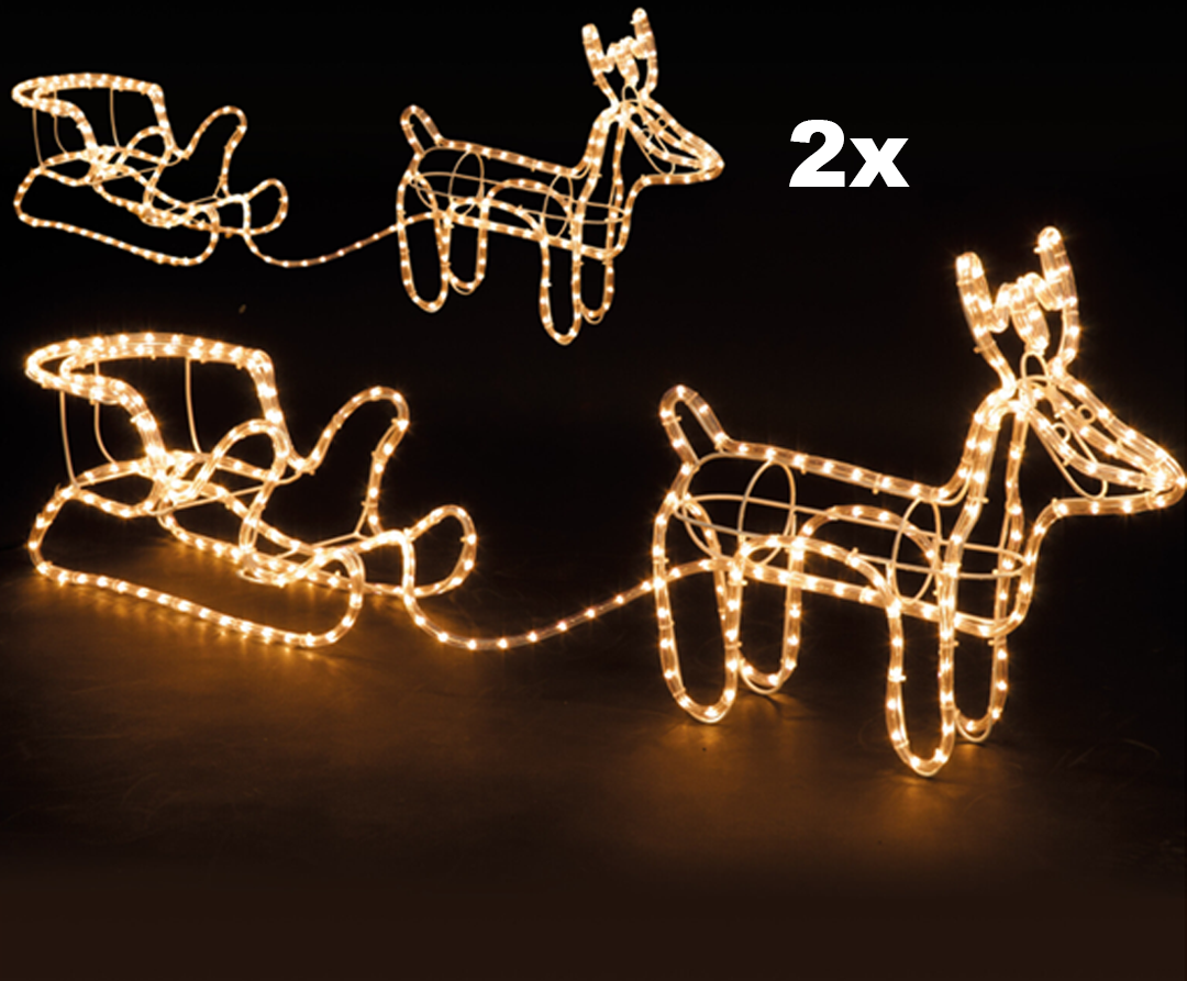 DecorativeLIghting - Lumières de Noël - Renne avec traîneau - Blanc chaud