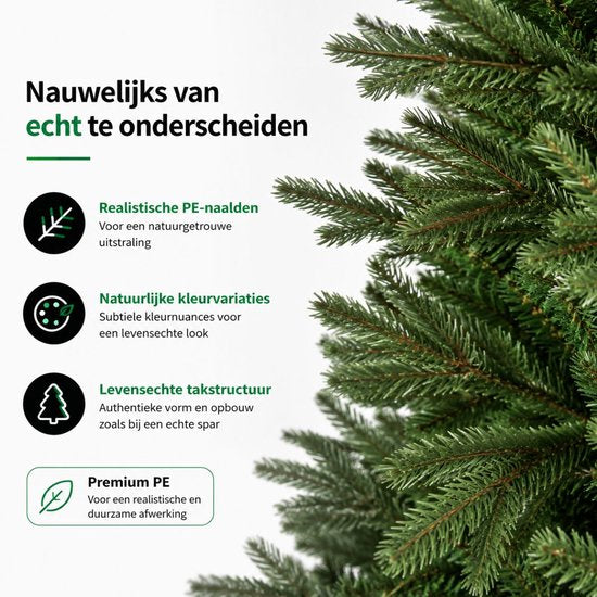 Black Box Trees Brampton Boom - Sapin de Noël à la forme naturelle - Décoration de Noël pour le salon et le bureau - Sapin artificiel avec des aiguilles en PE - Hauteur 230 x diamètre 147 cm - Vert