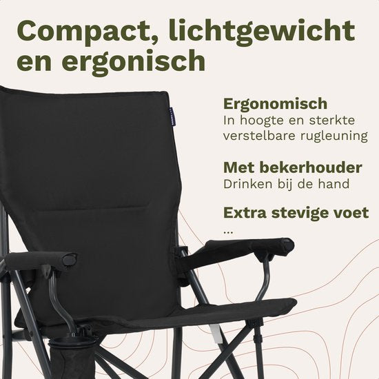 TRVLMORE Chaise de camping - pliable - capacité de charge de 120 kg - sac de transport inclus - chaise pliante - chaise de pêche - chaise de camping - chaise pliante - noir