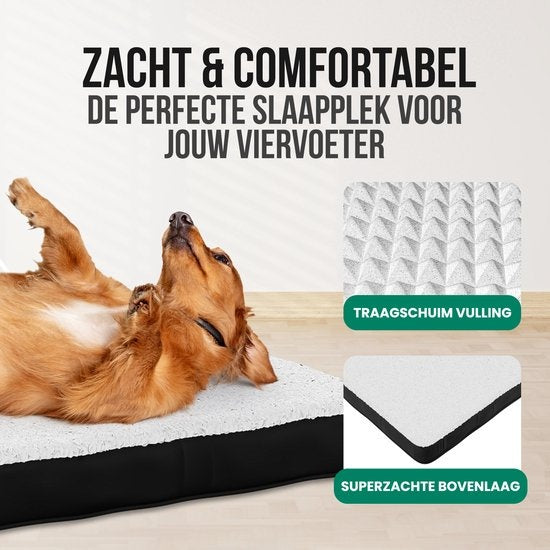 Avalo Coussin orthopédique pour chien XL - 112x81 cm - Lavable / Mousse à mémoire de forme / Antidérapant - Panier orthopédique pour chien