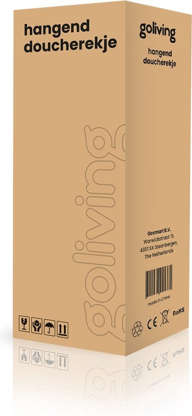 Goliving Support de douche - Support de douche sans perçage - 74 x 35 cm - Support de douche suspendu - acier inoxydable - Deux couches - Noir