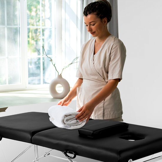 Table de massage Fitby - Table de massage pliante - Table de traitement - Capacité de charge de 200 kg Hauteur réglable (60-80 cm) - 180x60 cm - Noir