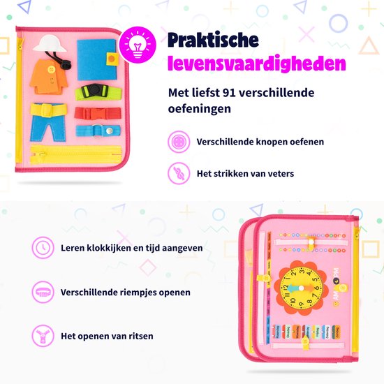 MontiPlay® Jouets Montessori - Jouets sensoriels - Tableau d'activités - Cahier d'activités Montessori - Jouets éducatifs - Jouets de voyage - Tableau d'activités - Jouets de motricité sensorielle - Jouets pour la voiture