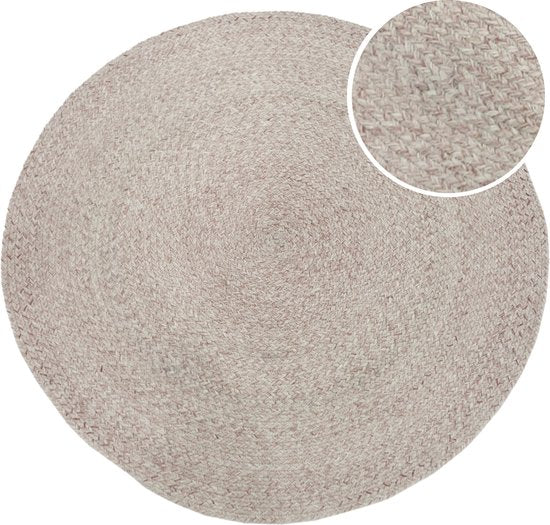 Tapis d'extérieur AXI Corfu – Rond – Ø 180 cm – Beige / Rosé – Tapis d'extérieur – Résistant aux intempéries et aux UV – Tissage plat – Tapis de jardin – Pour l'intérieur et l'extérieur – Tissé à la main