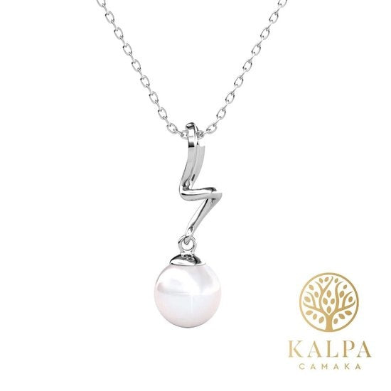 Yolora Collier femme avec pendentif - Perles et cristaux Kalpa Camaka - Argent - Plaqué or blanc 18K - Collier femme argent - Bijoux - Coffret cadeau de luxe - Coffret cadeau - Coffret cadeau exclusif - Bel emballage cadeau