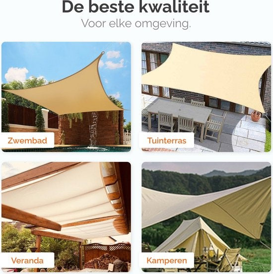 Goliving Shade Cloth - Store carré - Toile solaire - Bloque les rayons UV - 3,6 x 3,6 mètres - Blanc crème