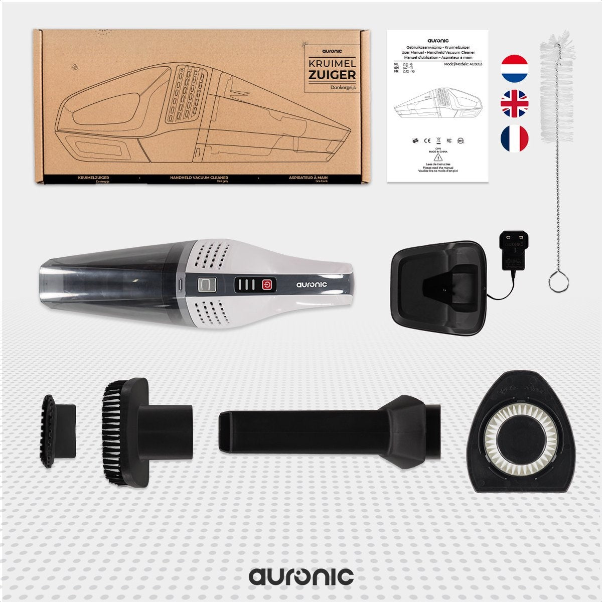 Mini aspirateur sans fil - Auronic - Aspirateur à main - Filtre HEPA - Gris foncé