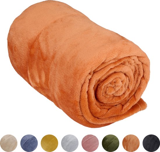 Arti Casa Couverture polaire 150 x 200 cm - Plaid - Super Douce - Orange