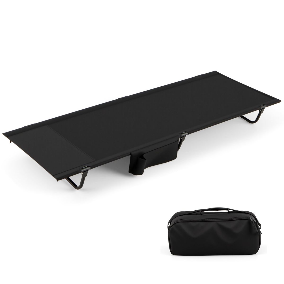 Lit de camping Coast - lit de camp ultra-léger - pliable avec poche latérale - noir