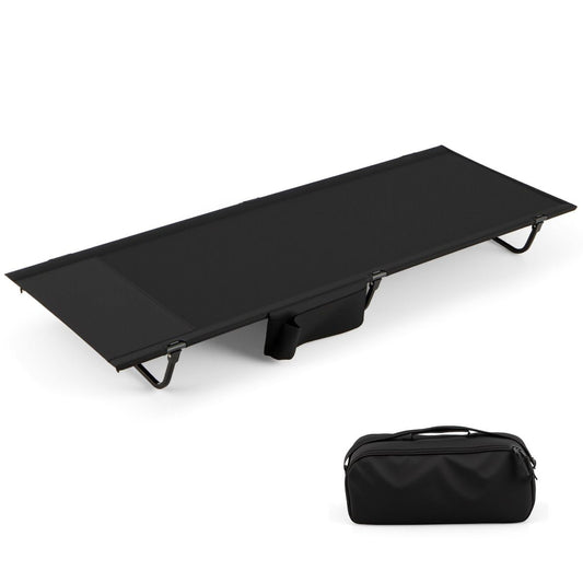 Lit de camping Coast - lit de camp ultra-léger - pliable avec poche latérale - noir