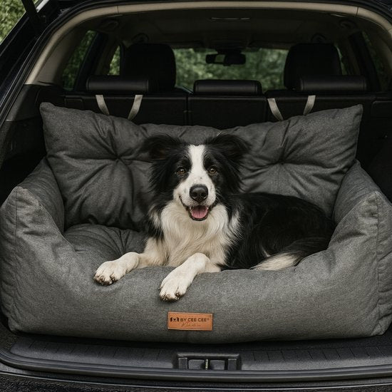 By Cee Cee Car Seat Dog - Premium Car Basket Dog - Dog Basket Car With Safety Strap - Dog Seat - Car Seat - All Season - Grey - Size L - Large Dogs