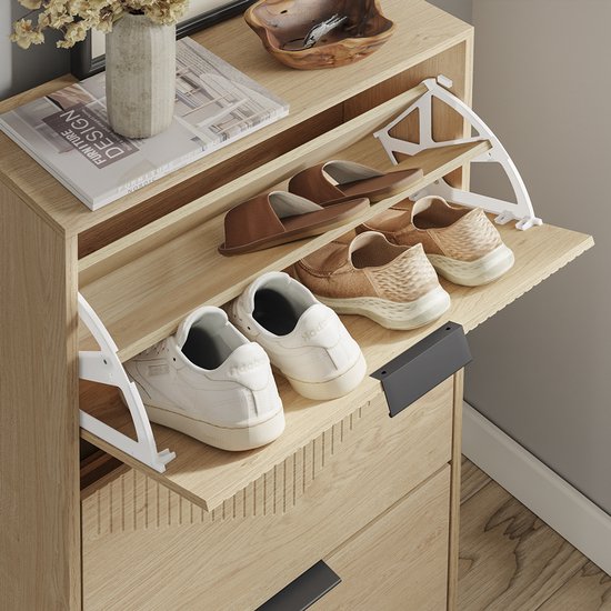 SoBuy Meuble à chaussures - Meuble à tiroirs - Design étroit - 3 tiroirs - 120x24x60 cm | FSR213-N