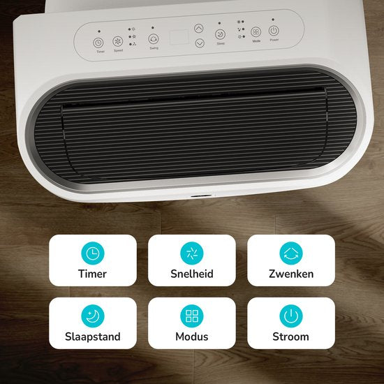 Bloomfold Mobile Air Conditioner - 12,000 BTU - 4-in-1 - Air conditionné avec kits d'étanchéité pour fenêtres - Chambre à coucher - Salon - refroidir jusqu'à 35m² - Mode Wifi & App