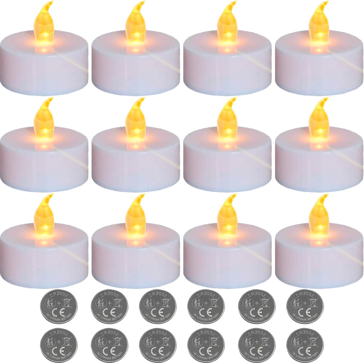 Aurae Led Tea Lights 12x White - 3,7x3,8 cm - Piles incluses - 120+ heures de combustion