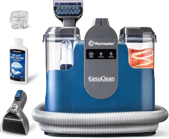 Vacmaster Easyclean Thermo - Nettoyeur de moquette chauffant - Nettoyeur de taches chauffant jusqu'à 50 °C - Nettoyeur avec fonction de chauffage - Nettoyeur de meubles 1 200 W - Nettoyeur de canapés avec produit nettoyant