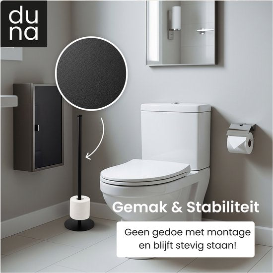Porte-rouleau Duna - Porte-rouleau de WC - Porte-rouleau de toilettes - Sur pied - Sans perçage - Noir