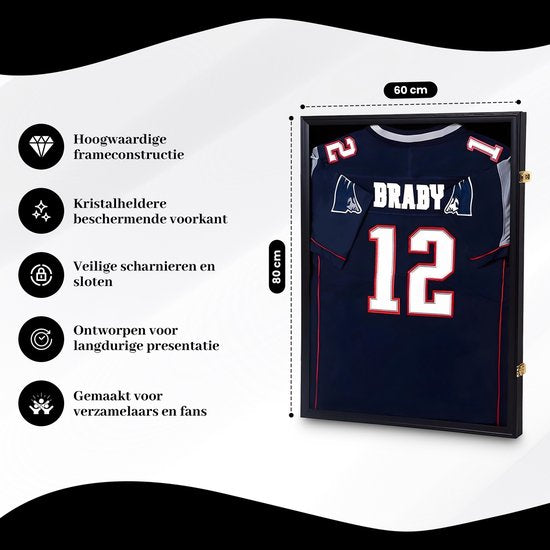 Cadre photo Bayt - Cadre photo - Encadrer un maillot de football - Cadre profond - 60x80cm - Cadre 3D - Noir