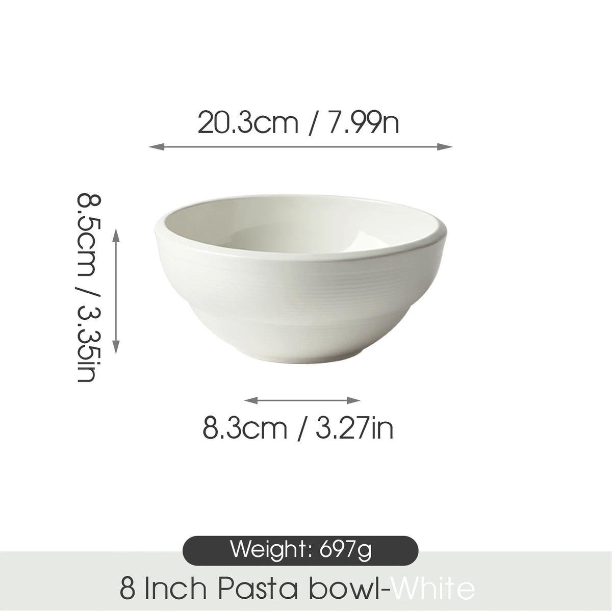 Lot de 6 bols à soupe Jiwoo ZEN - 20 cm (8 pouces) - Blanc