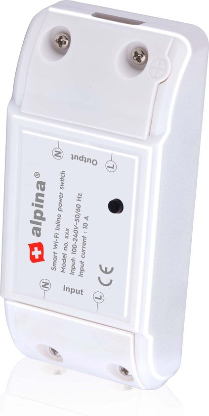 alpina Smart Home - Interrupteur intelligent - 230V/10A - Montage dans le câble - Programmation - alpina Smart Home App - Google Home - Amazon Alexa